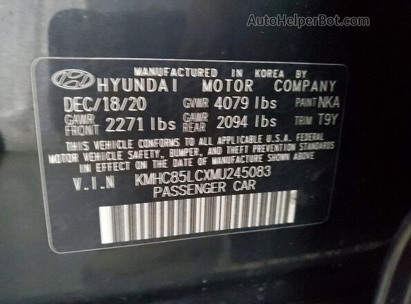 KMHC85LCXMU245083 2021 HYUNDAI IONIQ Black Вид наклейки з VIN-кодом