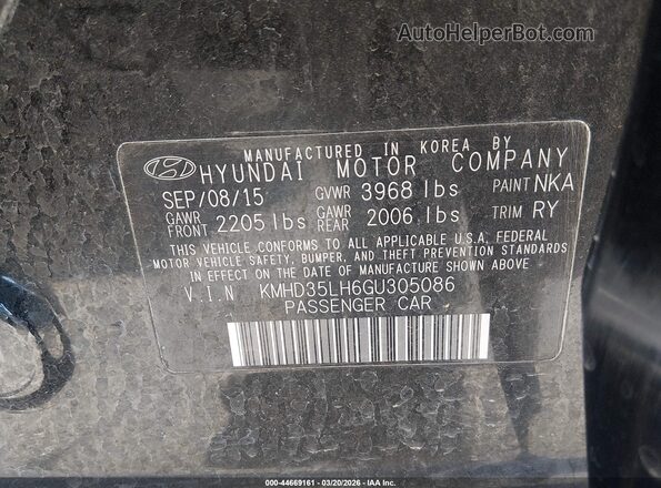 KMHD35LH6GU305086 2016 HYUNDAI ELANTRA GT Черный Вид подкапотного пространства