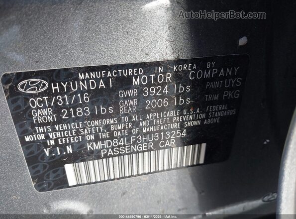 KMHD84LF3HU313254 2017 HYUNDAI ELANTRA Silver Вид підкапотного простору