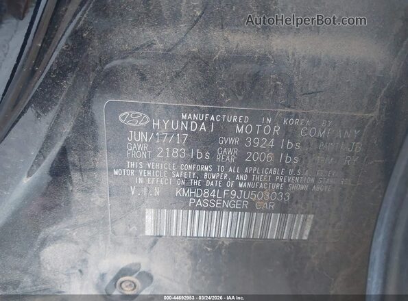 KMHD84LF9JU503033 2018 HYUNDAI ELANTRA Black Widok komory silnika