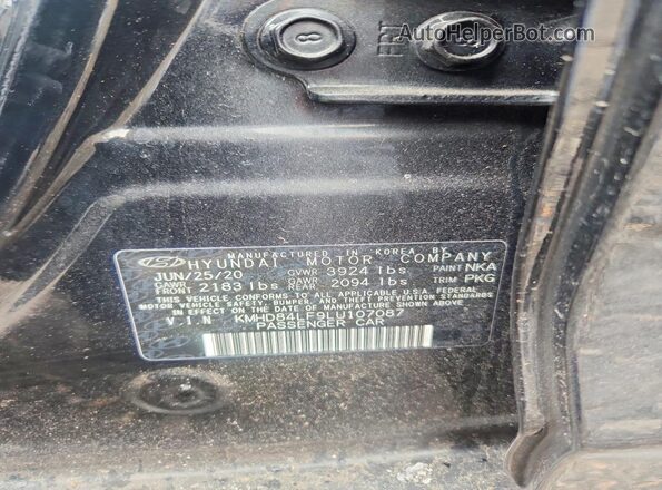 KMHD84LF9LU107087 2020 HYUNDAI ELANTRA Black Widok komory silnika