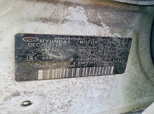 KMHD84LFXKU829747 2019 HYUNDAI ELANTRA Белый Вид подкапотного пространства