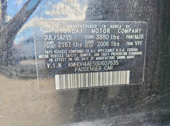 KMHDH4AE5GU607635 2016 HYUNDAI ELANTRA Black Widok komory silnika