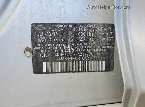 KMHE24L12GA019970 2016 HYUNDAI SONATA Silver Vista del compartimento del motor