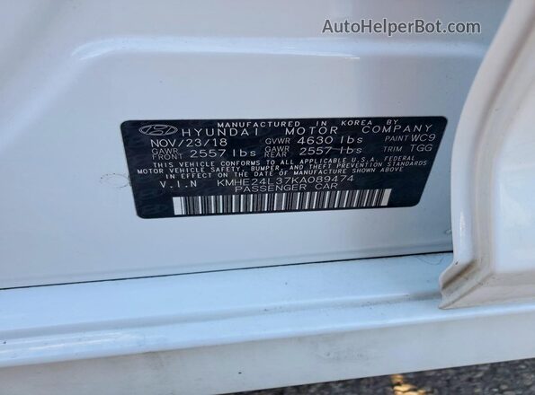 KMHE24L37KA089474 2019 HYUNDAI SONATA White Вид підкапотного простору
