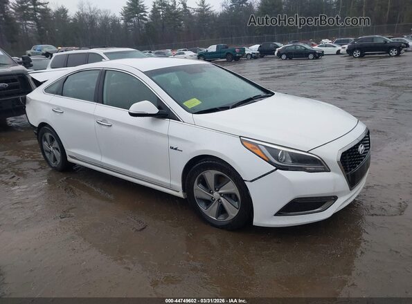 KMHE34L16HA057409 2017 HYUNDAI SONATA HYBRID Белый Передняя правая четверть