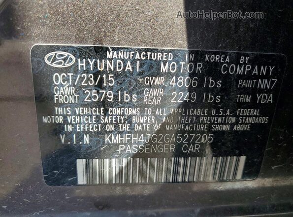 KMHFH4JG2GA527205 2016 HYUNDAI AZERA Brown VIN sticker view