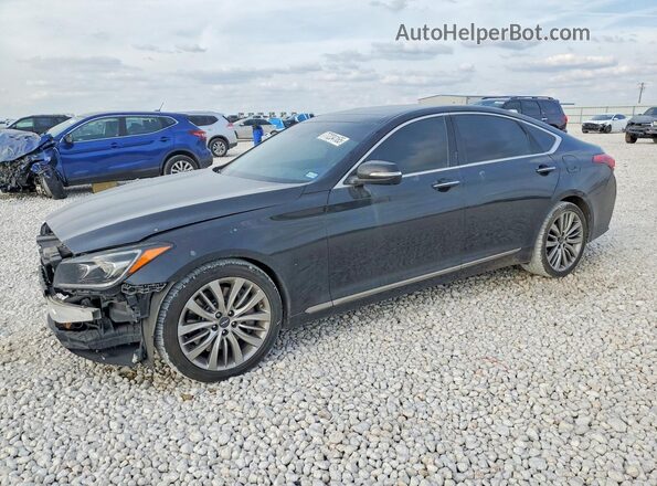 KMHGN4JF5JU243688 2018 GENESIS G80 Черный Передняя левая четверть