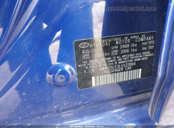 KMHH35LE3LU123864 2020 HYUNDAI ELANTRA GT Синий Вид подкапотного пространства