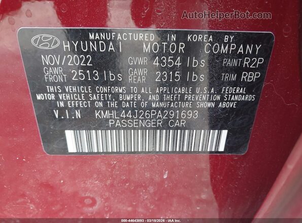 KMHL44J26PA291693 2023 HYUNDAI SONATA Красный Вид подкапотного пространства