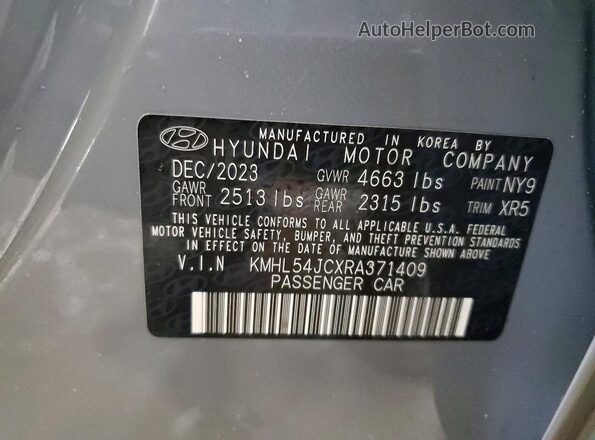 KMHL54JCXRA371409 2024 HYUNDAI SONATA Gray Widok komory silnika