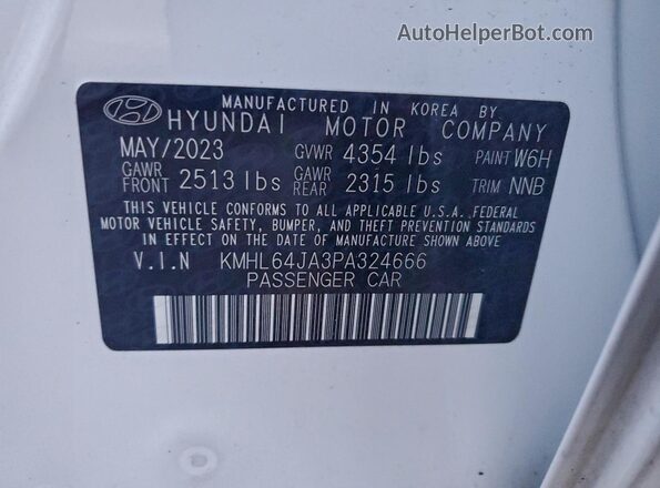 KMHL64JA3PA324666 2023 HYUNDAI SONATA Белый Вид подкапотного пространства