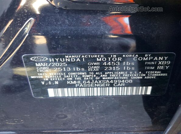 KMHL64JAXSA499408 2025 HYUNDAI SONATA Black Вид наклейки з VIN-кодом