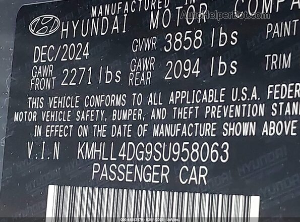 KMHLL4DG9SU958063 2025 HYUNDAI ELANTRA Gray Widok komory silnika