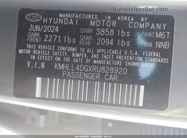 KMHLL4DGXRU828920 2024 HYUNDAI ELANTRA Gray Widok komory silnika