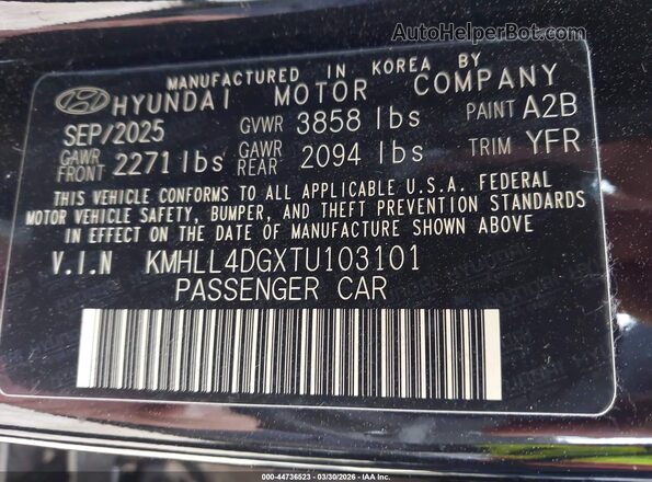 KMHLL4DGXTU103101 2026 HYUNDAI ELANTRA Черный Вид подкапотного пространства