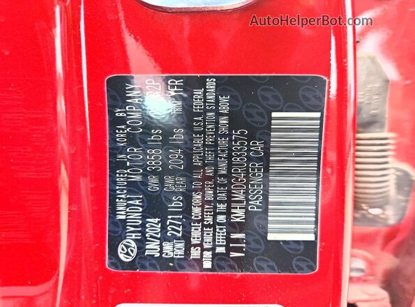 KMHLM4DG4RU833575 2024 HYUNDAI ELANTRA Красный Вид подкапотного пространства