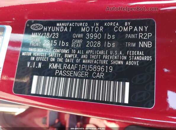 KMHLR4AF1PU589619 2023 HYUNDAI ELANTRA Красный Вид подкапотного пространства
