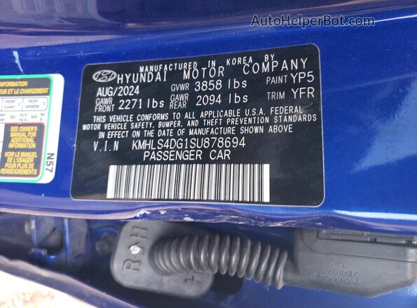 KMHLS4DG1SU878694 2025 HYUNDAI ELANTRA Blue Vista del compartimento del motor