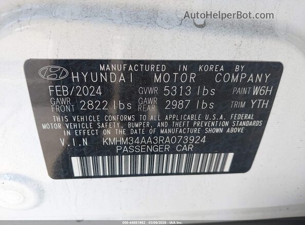 KMHM34AA3RA073924 2024 HYUNDAI IONIQ 6 Белый Вид подкапотного пространства