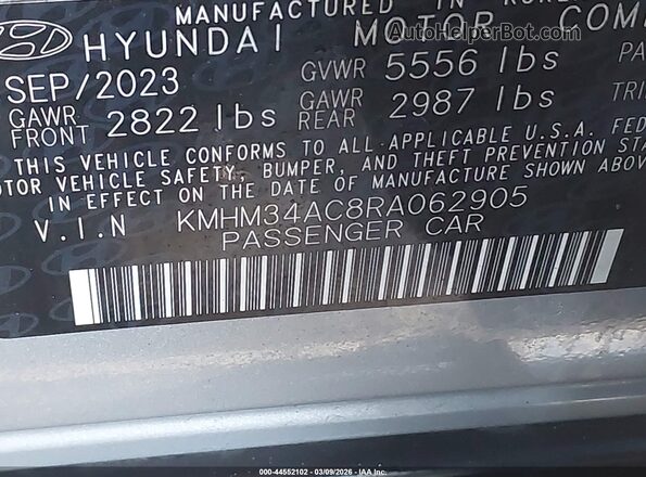 KMHM34AC8RA062905 2024 HYUNDAI IONIQ 6 Green Vista del compartimento del motor