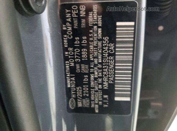 KMHRC8A31SU404356 2025 HYUNDAI VENUE Серый Вид наклейки с VIN-кодом