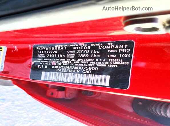 KMHRC8A32MU075900 2021 HYUNDAI VENUE Красный Вид подкапотного пространства