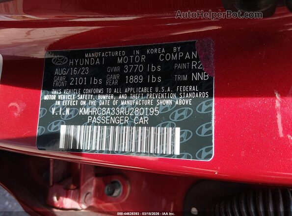 KMHRC8A33RU280195 2024 HYUNDAI VENUE Red Vista del compartimento del motor