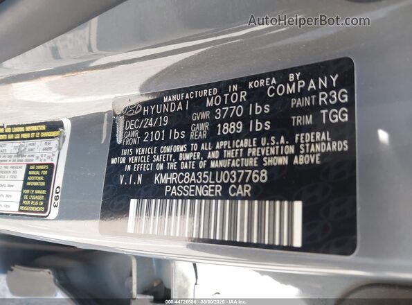 KMHRC8A35LU037768 2020 HYUNDAI VENUE Серый Вид подкапотного пространства