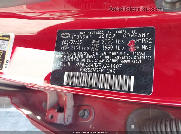 KMHRC8A3XPU241407 2023 HYUNDAI VENUE Красный Вид подкапотного пространства