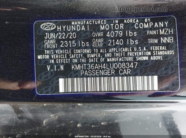 KMHT36AH4LU008347 2020 HYUNDAI VELOSTER N Black Engine compartment view