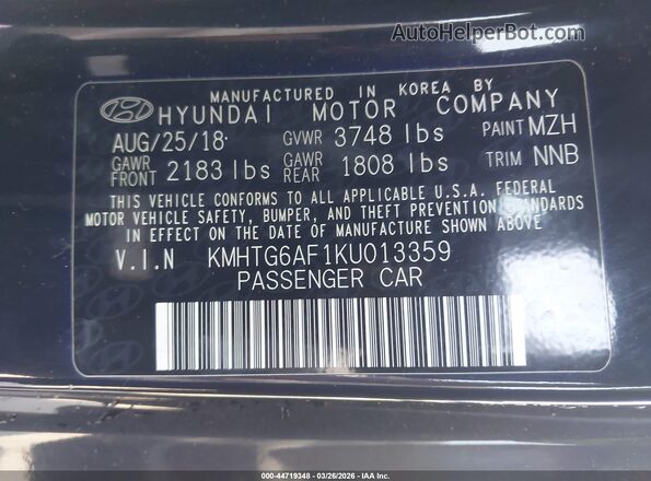 KMHTG6AF1KU013359 2019 HYUNDAI VELOSTER Black Շարժիչի բաժամունքի տեսք