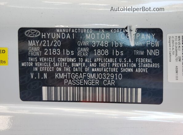 KMHTG6AF9MU032910 2021 HYUNDAI VELOSTER White Widok komory silnika
