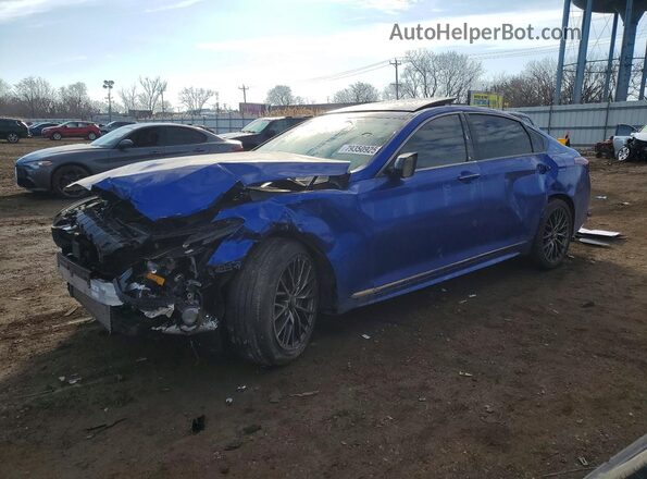 KMTFN4JB5LU329567 2020 GENESIS G80 Blue Առջևի ձախ երեք քառորդ տեսարան