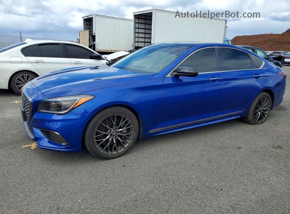 KMTFN4JB5LU331898 2020 GENESIS G80 Blue Առջևի ձախ երեք քառորդ տեսարան