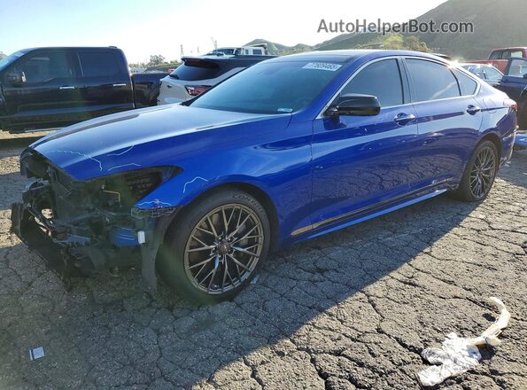 KMTFN4JB8LU329739 2020 GENESIS G80 Синий Передняя левая четверть