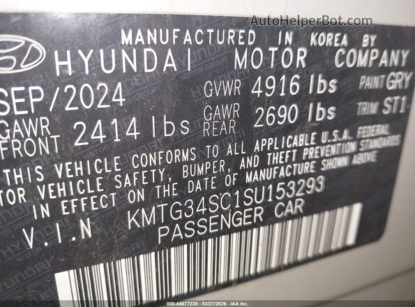 KMTG34SC1SU153293 2025 GENESIS G70 Gray Widok komory silnika