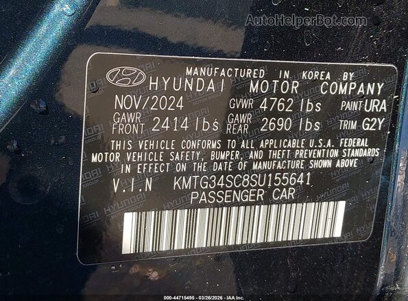 KMTG34SC8SU155641 2025 GENESIS G70 Dark Blue Vista del compartimento del motor