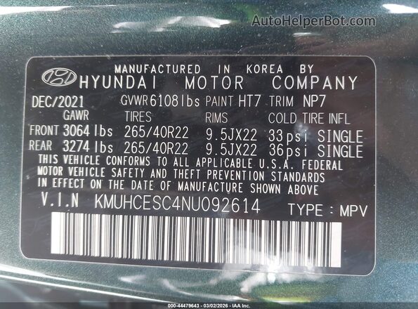 KMUHCESC4NU092614 2022 GENESIS GV80 Зеленый Вид подкапотного пространства