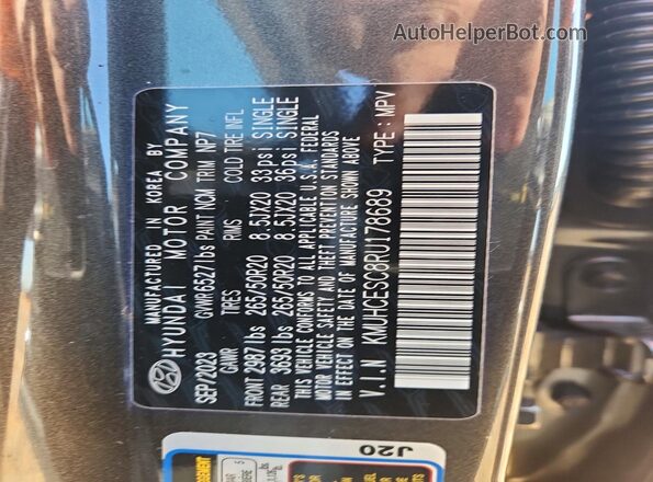 KMUHCESC8RU178689 2024 GENESIS GV80 Gray Vista de la etiqueta del VIN
