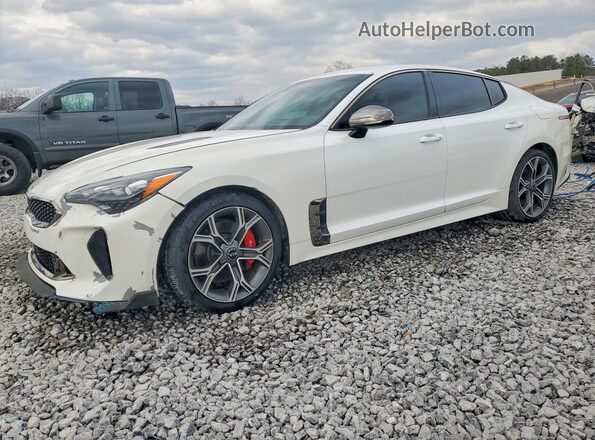 KNAE35LC2L6081811 2020 KIA STINGER White Առջևի ձախ երեք քառորդ տեսարան
