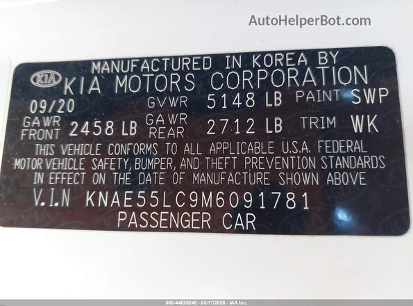 KNAE55LC9M6091781 2021 KIA STINGER Белый Вид подкапотного пространства