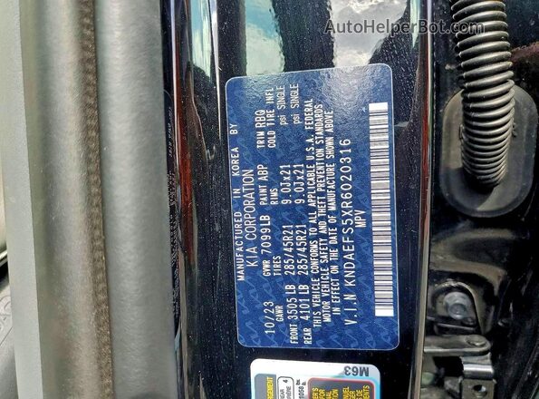 KNDAEFS5XR6020316 2024 KIA EV9 Черный Вид наклейки с VIN-кодом