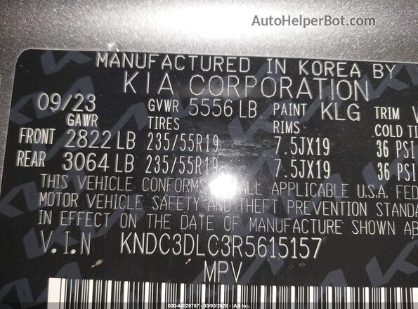 KNDC3DLC3R5615157 2024 KIA EV6 Gray Vista del compartimento del motor