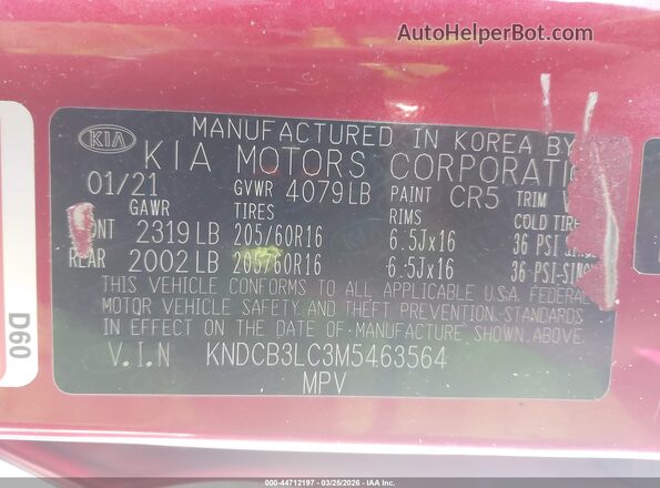 KNDCB3LC3M5463564 2021 KIA NIRO Red Вид підкапотного простору