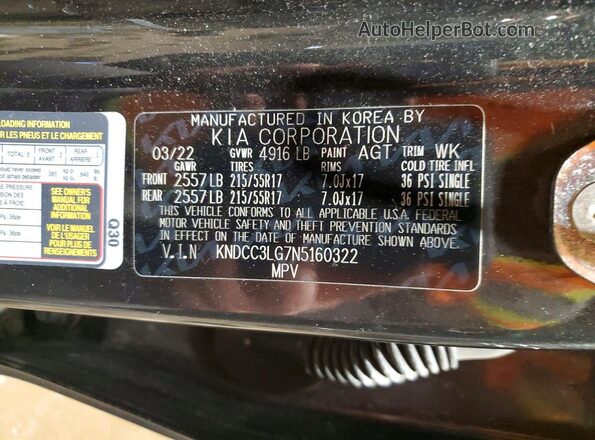 KNDCC3LG7N5160322 2022 KIA NIRO Серый Вид наклейки с VIN-кодом