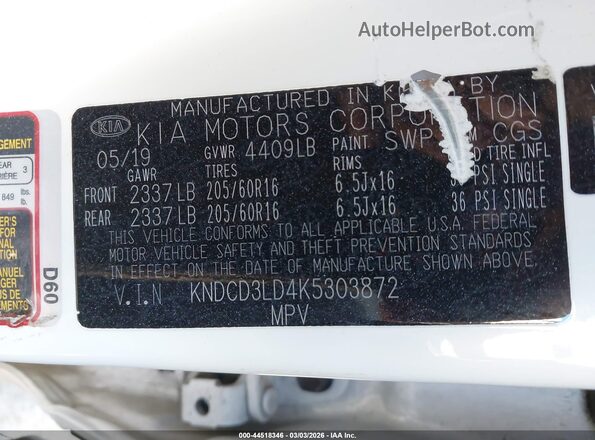 KNDCD3LD4K5303872 2019 KIA NIRO PLUG-IN HYBRID White Engine compartment view