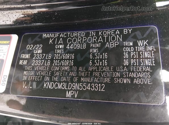 KNDCM3LD9N5543312 2022 KIA NIRO PLUG-IN HYBRID Black Вид підкапотного простору