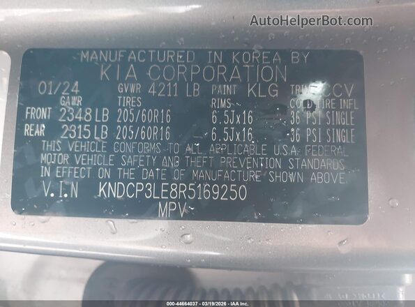 KNDCP3LE8R5169250 2024 KIA NIRO Серый Вид подкапотного пространства