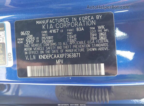 KNDEPCAAXP7363871 2023 KIA SELTOS Синий Вид подкапотного пространства